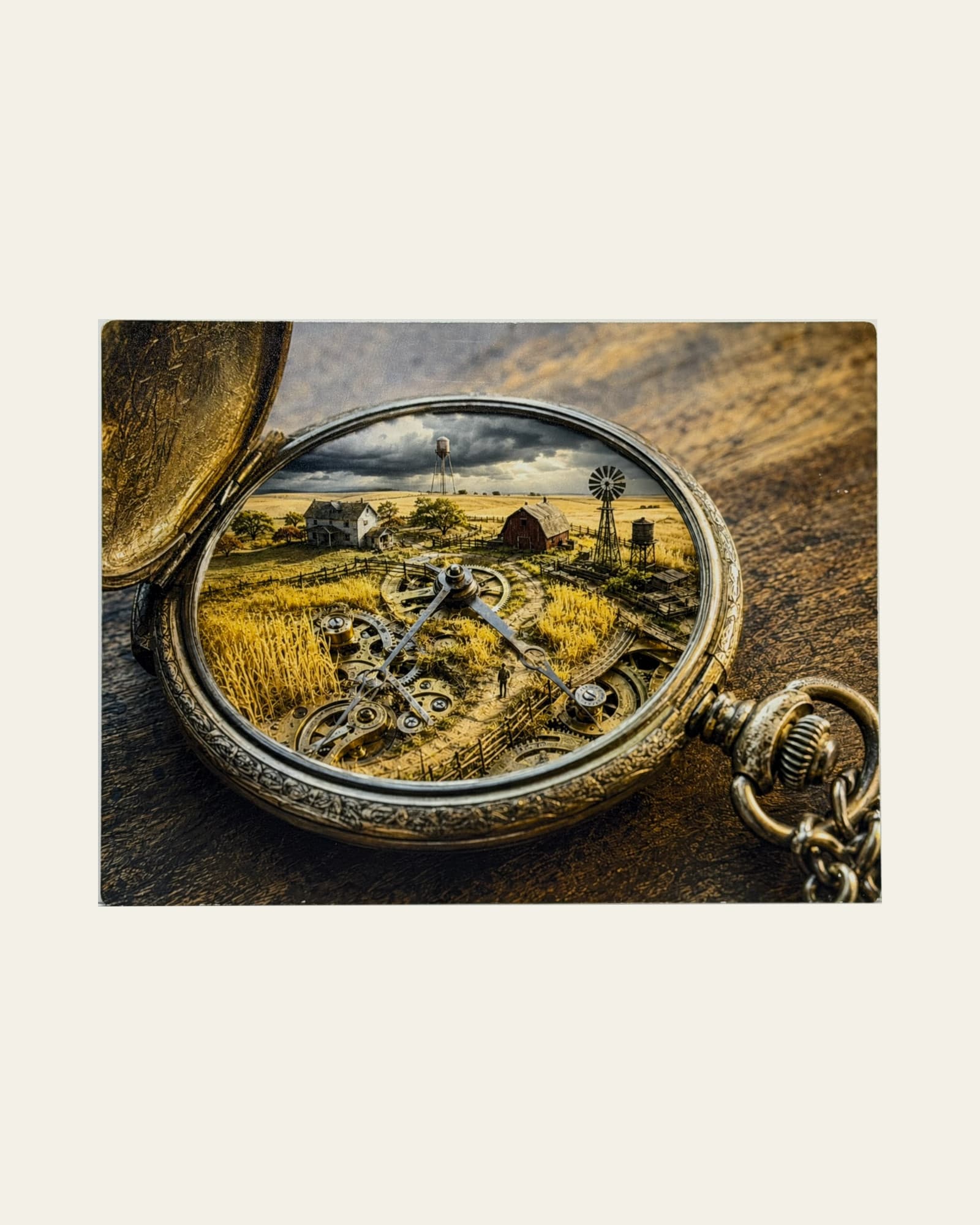 The Prairie in a Pocket Watch metal panel